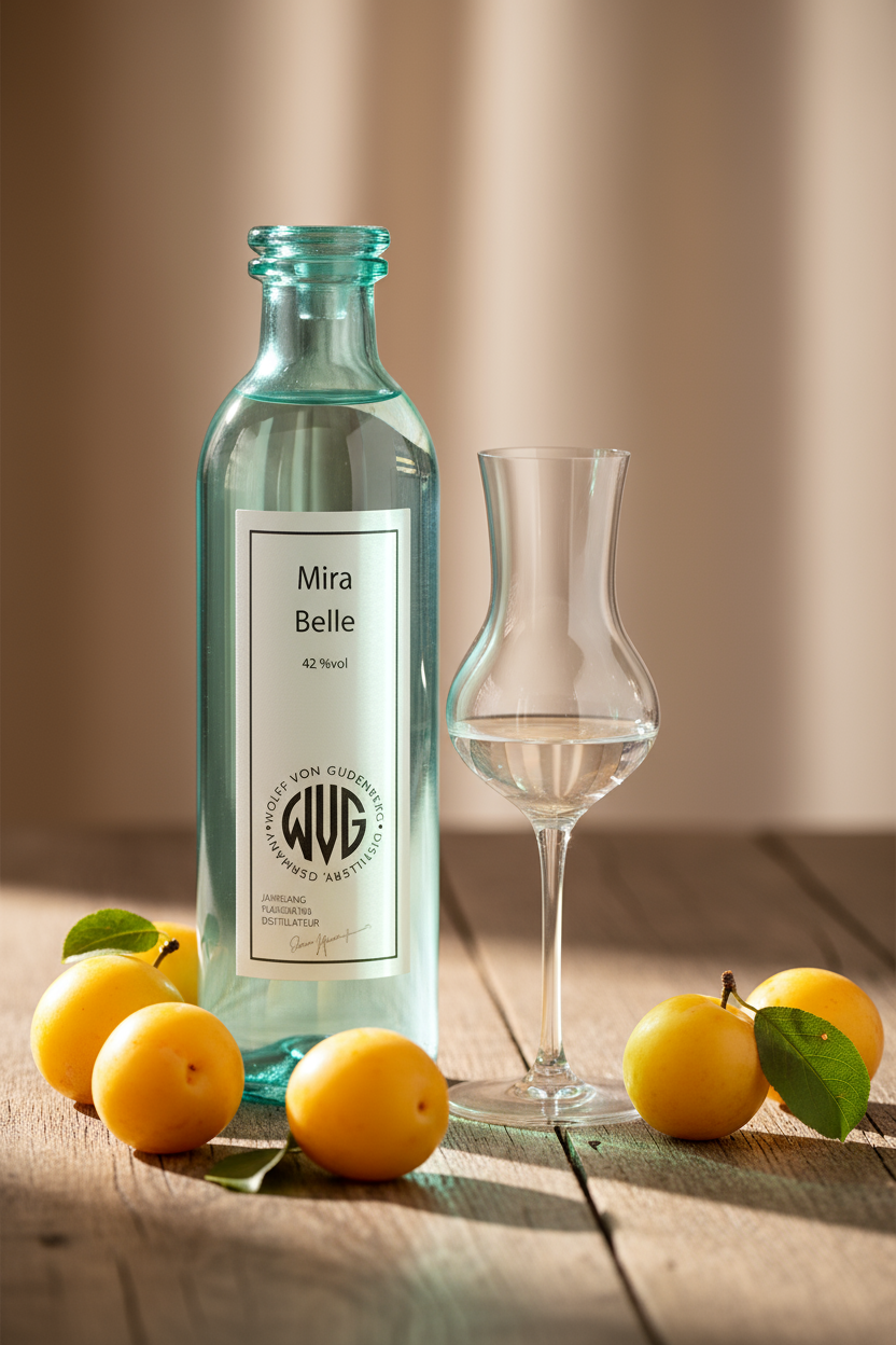 Mirabellenbrand with smaller grappa glass