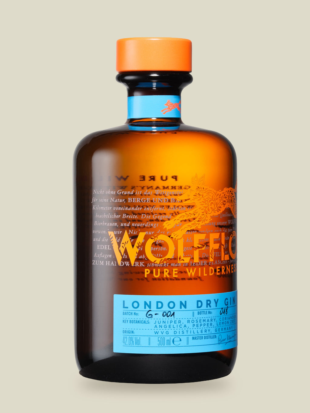 Wolfflow Gin, 500 ml bottle, front label